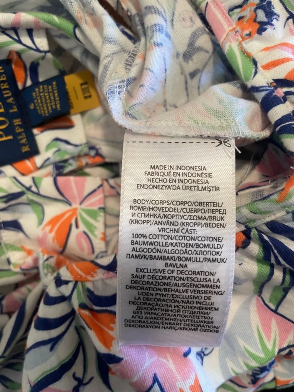New Girls Polo Ralph Lauren Tropical Print Ruffled Cotton Romper size 6